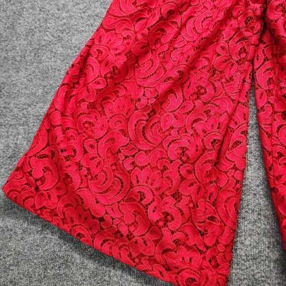 Anthropologie sz 4 Moulinette Soeurs Jaeda Red Lace Wide Leg Jumpsuit - Picture 5 of 16